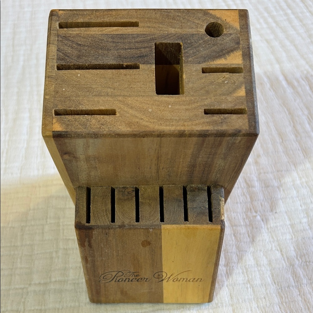 The Pioneer Woman Two-Tone Wood Knife Organizer - Brown & Natural